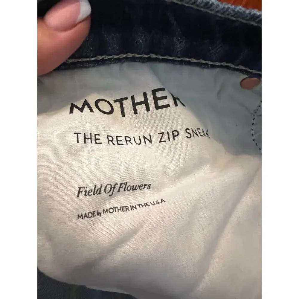 Mother Rerun Zip Sneak High-Rise Wide-Leg Jeans size 26 blue New - Picture 8 of 10